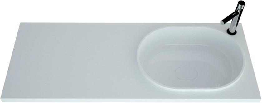 Раковина из литого мрамора для стиральной машины 1200x480 мм, чаша справа, белая ZZ