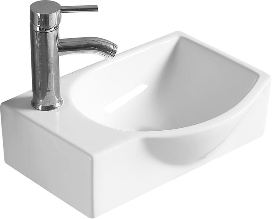 Раковина накладная/подвесная 40,5x28 см на 1отв для смесителя (слив перелив),расположение смесителя слева, цв.белый ZZ