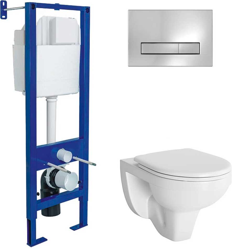 АКЦИЯ : унитаз подвесной + сиденье дюропласт с микролифтом + инсталляция + клавиша хром глянец ZZ