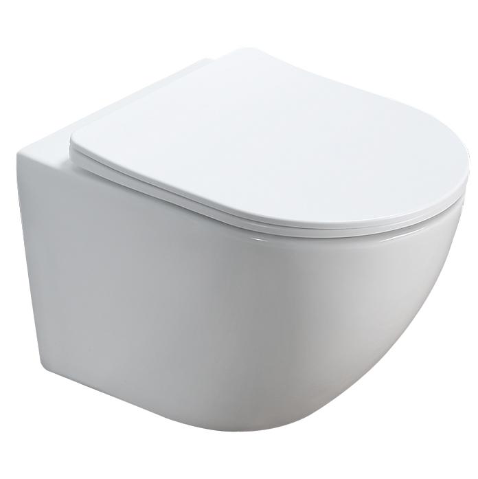 Унитаз подвесной безободковый, сидение с микролифтом в компл, цв. белый