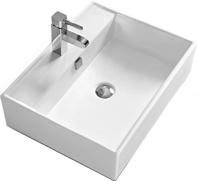 Раковина накладная SL-1002, 59x45 см, отверстие под см-л, встроенный слив-перелив, цв. белый, ZZ