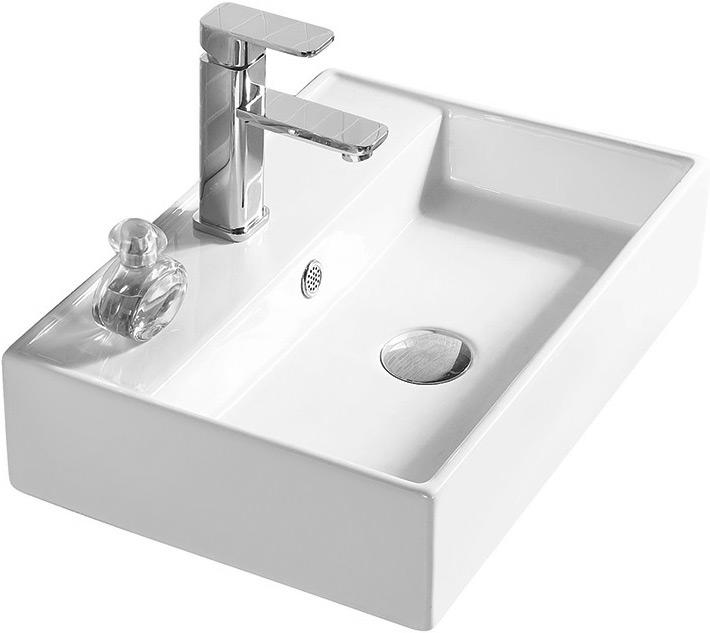 Раковина накладная (чаша)/подвесная 50x35х12 см см, встроенный слив-перелив, БЕЗ донного клапана, белая ZZ