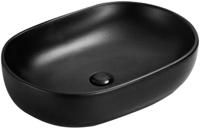 Раковина-чаша SantiLine SL-1017MB, 60x40 см, БЕЗ отверстий под см-ль, БЕЗ донного клапана, цв. черный матовый, ZZ