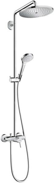 Смеситель для душа со стационарным, поворотным верхним душем d280мм, ручной душ, шланг в компл., (цв. хром), Croma Select ZZ