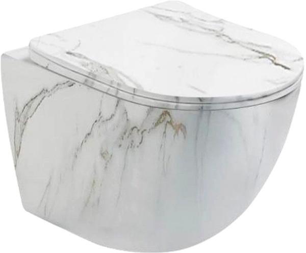 Унитаз подвесной SantiLine SL-5005MRB безободковый,сиденье с микролифтом в компл, цв. мрамор, ZZ