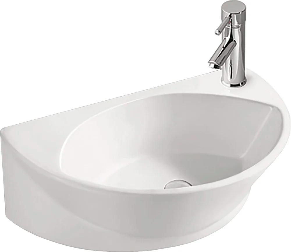 Раковина SantiLine SL-2016 подвесная / накладная (мебельная) 40,5x27,5х14 см на 1отв для смесителя - справа (без слива-перелива), цв.белый ZZ