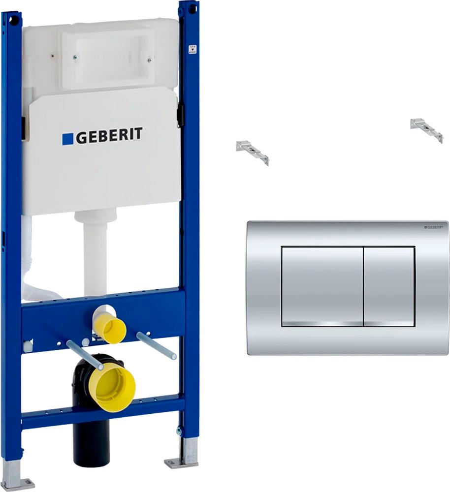 Инсталляция для подвесного унитаза, Geberit Delta 458.163.21.1, двойной смыв, 112х50 см, клавища хром глянец квадрат. в компл. ZZ