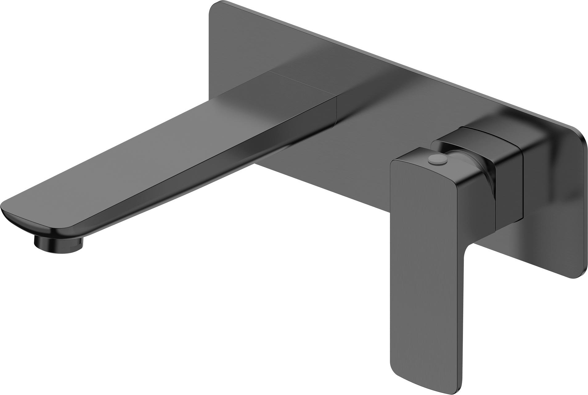 Смеситель для раковины, встраиваемый в стену, излив 184мм, (цв.оружейный металл), D-LINE ZZ