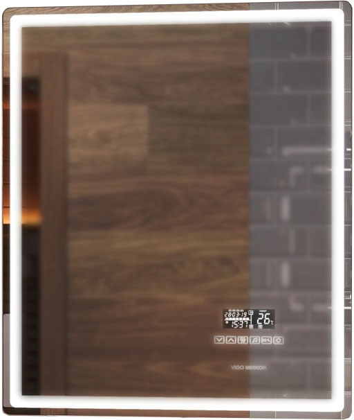 Зеркало Geometry Media 600, 60х70 см, сенсор, подсветка, часы,антизапотевае, муз.блок, ZZ