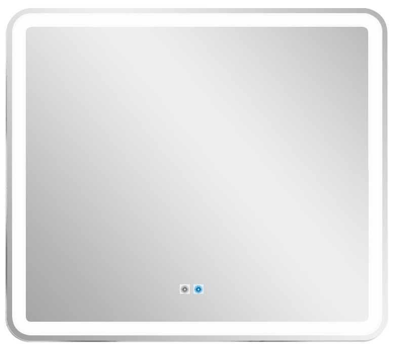 Зеркало КЗСК 383ск2о2 с лицевой LED подсветкой 6000К 9,6 Вт/м, 90х130 см, на профиле 20х22, с двойным сенсорным выключателем и антизапотев. 50х50, ZZ