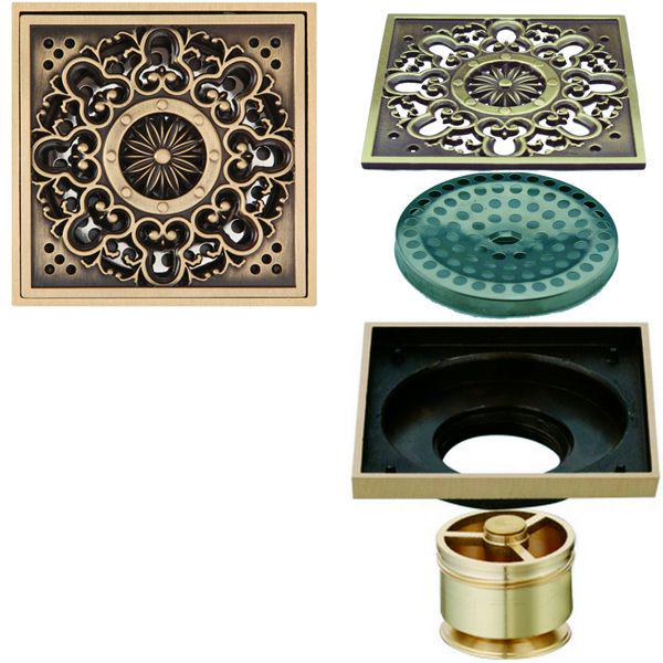 Трап сливной CANYON d40, с декоративной решеткой 100х100 мм, с мех-м обратным клапаном, бронза XX