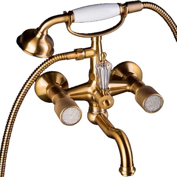Смеситель для ванны с душем Boheme Royal Cristal 313, душ гарнитур в комплекте, цв. бронза глянец, ZZ