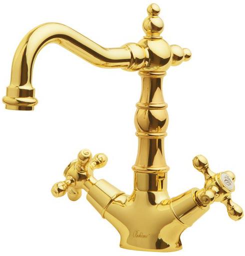 Смеситель для раковины, высокий, без донного клапана, цв.золото ZZ