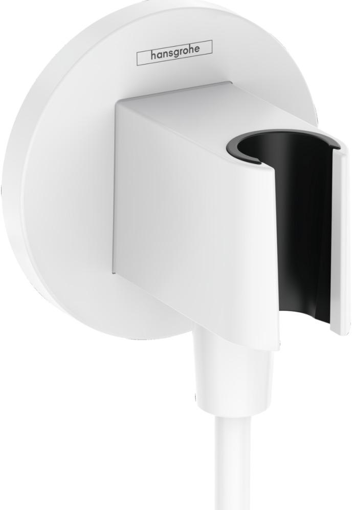 Держатель для лейки ручного душа, совмещенный со шланговым подсоединением 1/2, (цв.матовый белый), FixFit S ZZ