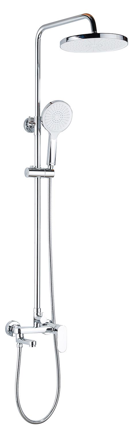 Душевая колонна Azario ARIZONA со смесителем для ванны, с поворотным изливом, круглая, хром ZZ