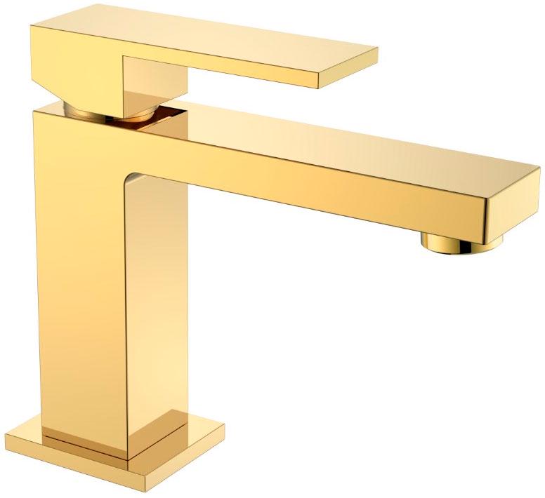 Смеситель для раковины Qubic Shinny Gold, без донного клапана, цв. золото, ZZ