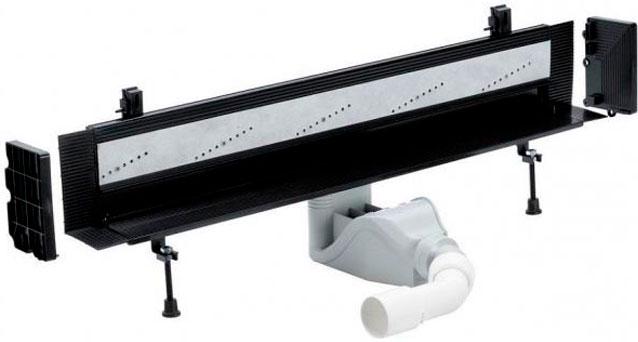 Душевой лоток для встраивания в стену, проп. способность 0,45 л/с, L=300-1200, H=90-160, модель 4967.10, направл. выпуска -горизонт/боковое, сифон/опо