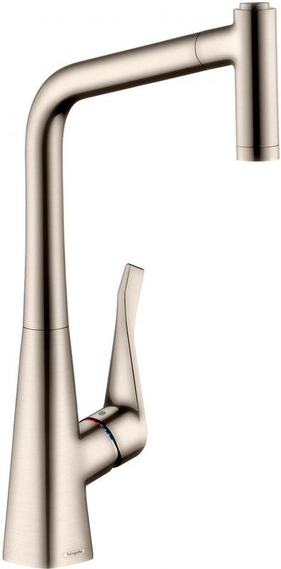 Смеситель для кухни, 320, с вытяжным душем, 2jet, (цв.нерж.сталь), Metris M71 ZZ