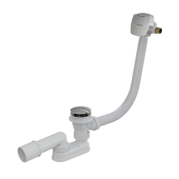 Сточный комплект с заполнением переливом Click Clack хром (квадратный)