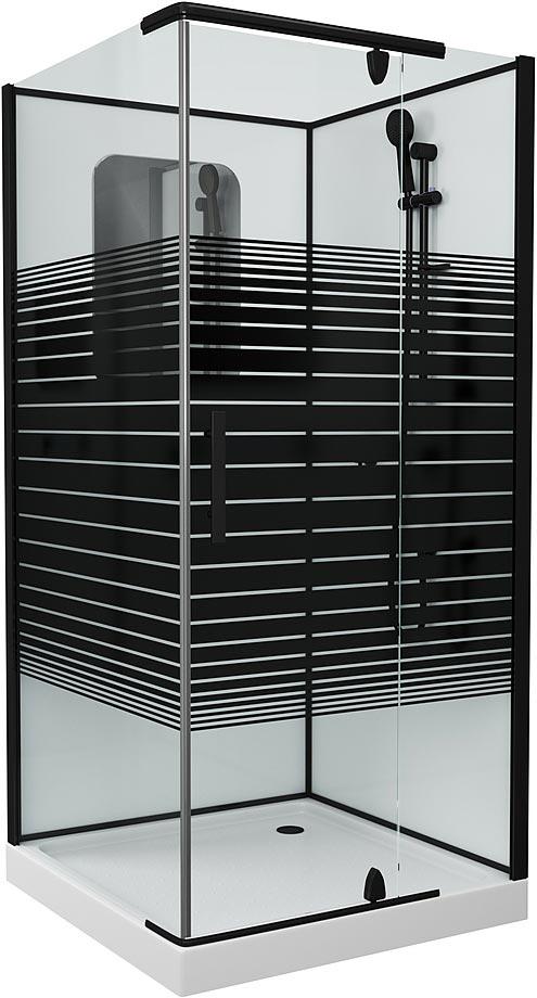 Душевая кабина Grossman GR270QR 100х100 см, правая, цвет профиля черный, ZZ