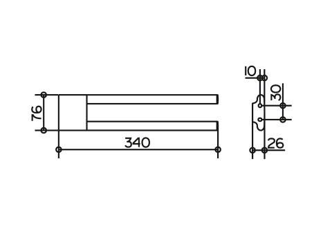 Полотенцедержатель торцевой двойной 340мм, (цв.хром), Edition 400 ZZ