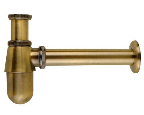 Сифон трубчатый для раковины, под донный клапан G1 1/4*32 с отводной трубой и отражателем, бронза XX