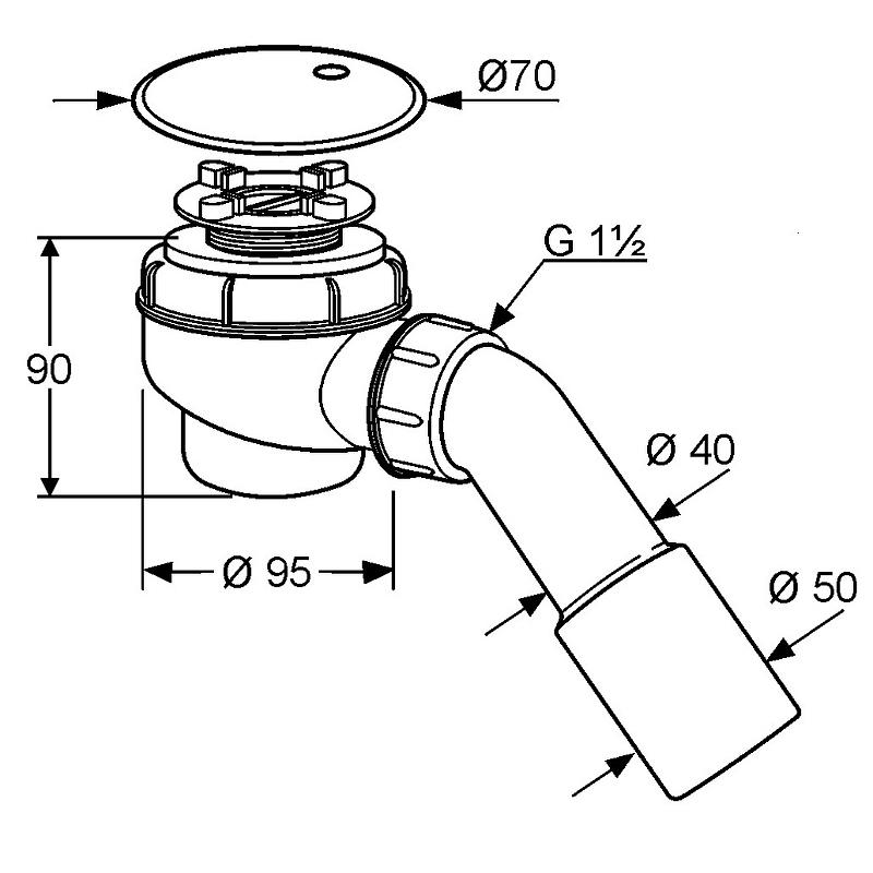 Сливной гарнитур для поддона с диам.отверстия 52 мм ZZ