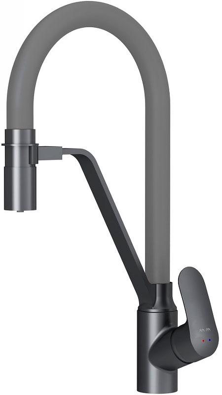 Смеситель для кухни AM.PM Like F8007825 высокий, черный, с серым гибким изливом и каналом питьевой воды ZZ