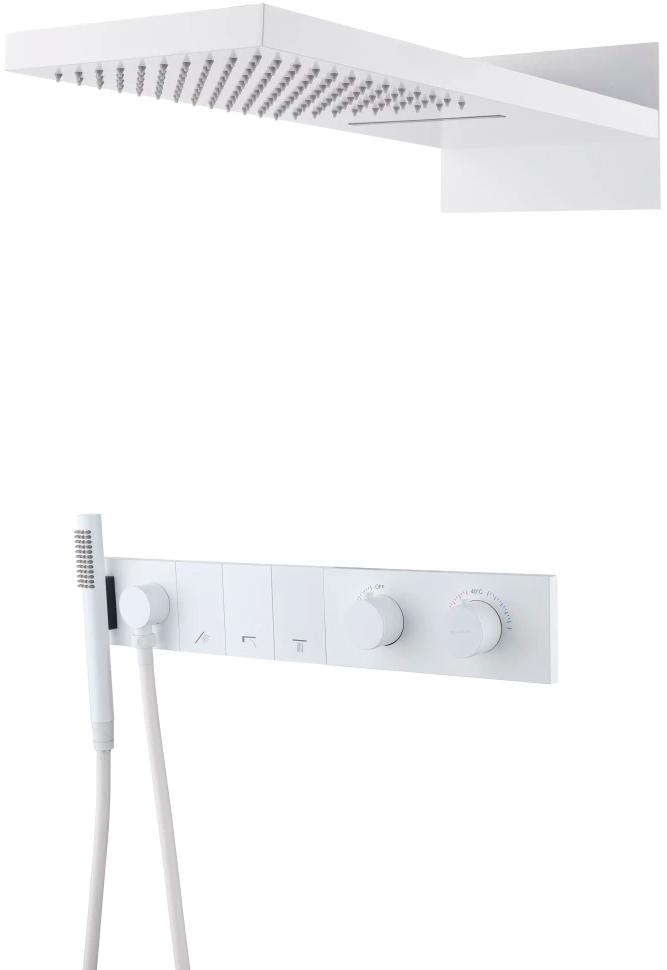 Душевая система скрытого монтажа ZODIAC MATT WHITE с термостатом, трехпозиционная, цв.белый матовый, ZZ