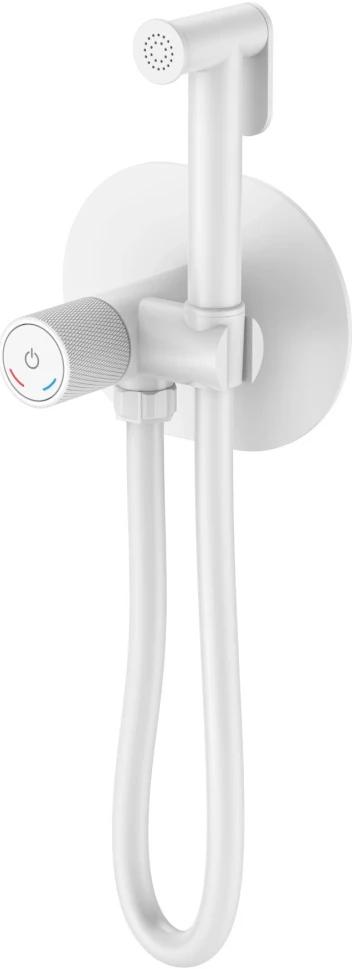 Гигиенический душ со смесителем TECH Matt White, с вннутренней частью (душевой шланг, держатель д/душа), цв. белый матовый, ZZ