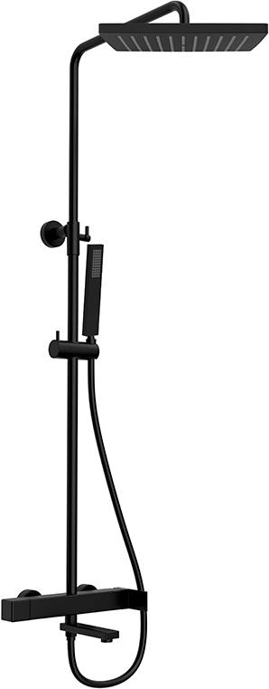 Душевая стойка для ванны/душа, с верхним и ручным душем, цв. черный матовый ZZ