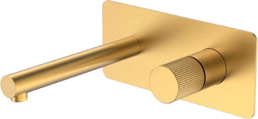 Смеситель для раковины, встраиваемый в стену, внутреняя часть в комплекте,, цв. золото матовый ZZ