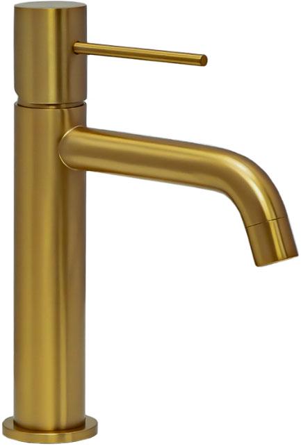 Смеситель для раковины, без донного клапана, цв.брашированное золото