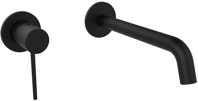 Смеситель для раковины встраиваемый в стену, внутр.часть в комплекте, цв.черный матовый