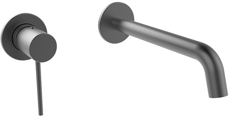 Смеситель для раковины встраиваемый в стену, внутр.часть в комплекте, цв.оружейная сталь