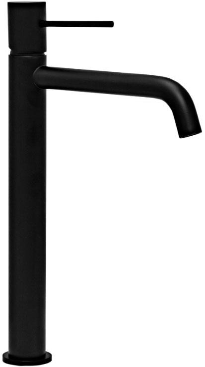 Смеситель для раковины, высокий, без донного клапана, цв.черный матовый