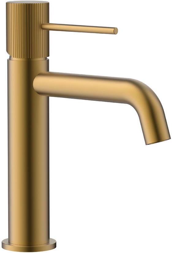 Смеситель для раковины, без донного клапана, цв.брашированное золото