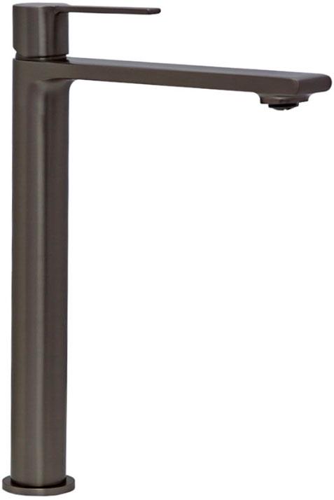 Смеситель для раковины, высокий, без донного клапана, цв.оружейная сталь