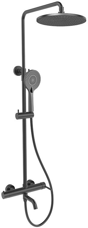 Душевая стойка для ванны/душа, с верхним и ручным душем, цв.оружейная сталь