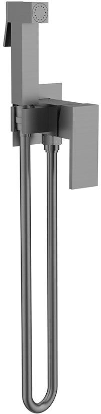Комплект гигиенического душа (смеситель с внешней и встраив.частью, лейка, шланг), цв.оружейная сталь
