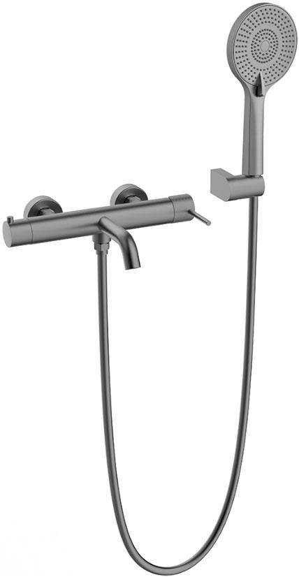Смеситель для ванны/душа, однорычажный, с душевым гарнитуром, цв. оружейная сталь