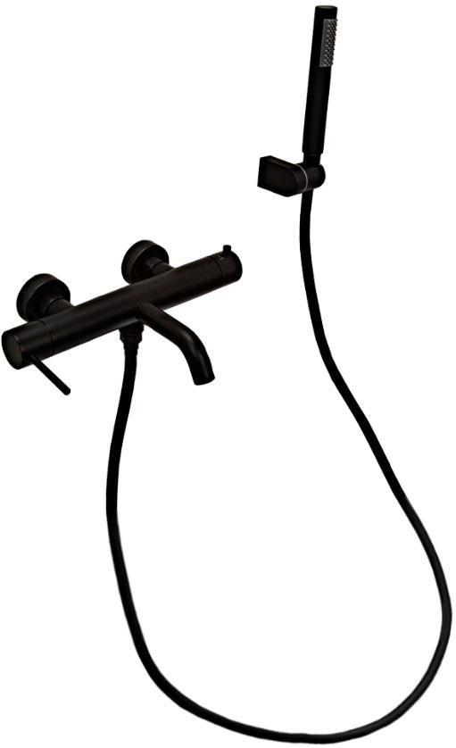 Смеситель для ванны/душа, однорычажный, с душевым гарнитуром, цв. черный матовый