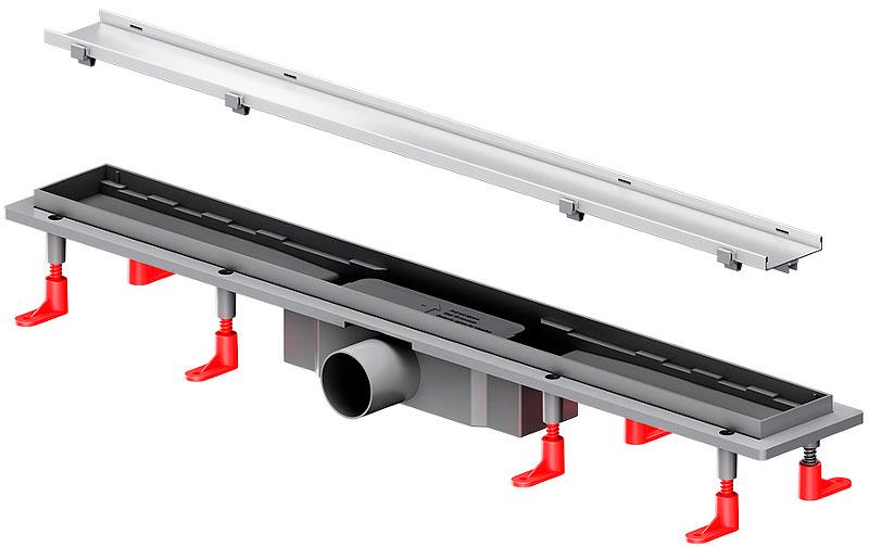 Душевой желоб 70 см, комбинированный затвор, решетка под плитку из нерж.стали