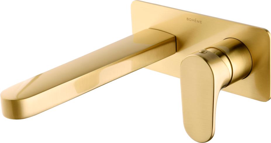 Смеситель для раковины SPECTRE matt gold, встраиваемый, на два отверстия, внутреняя часть в комплекте, цв. золото матовое,  ZZ