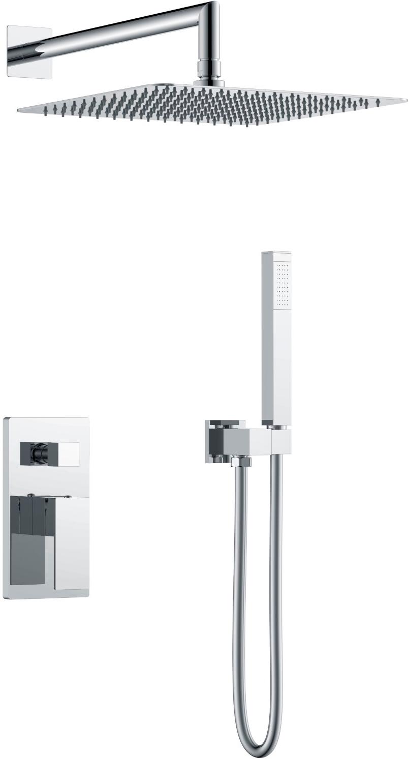 Смеситель для ванны/душа, встраиваемый (cмеситель внешн.+ внутренняя часть, излив, лейка, шланг) , цв. хром, ZZ