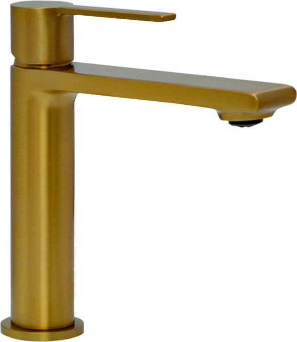Смеситель для раковины, без донного клапана, цв.брашированное золото