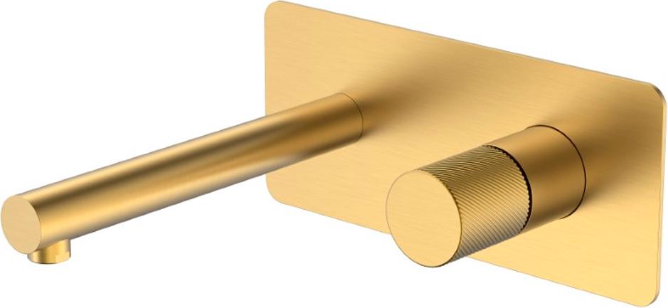 Смеситель для раковины STICK MATT GOLD SPIRALE, встраиваемый в стену, внутреняя часть в комплекте,, цв. золото матовый ZZ