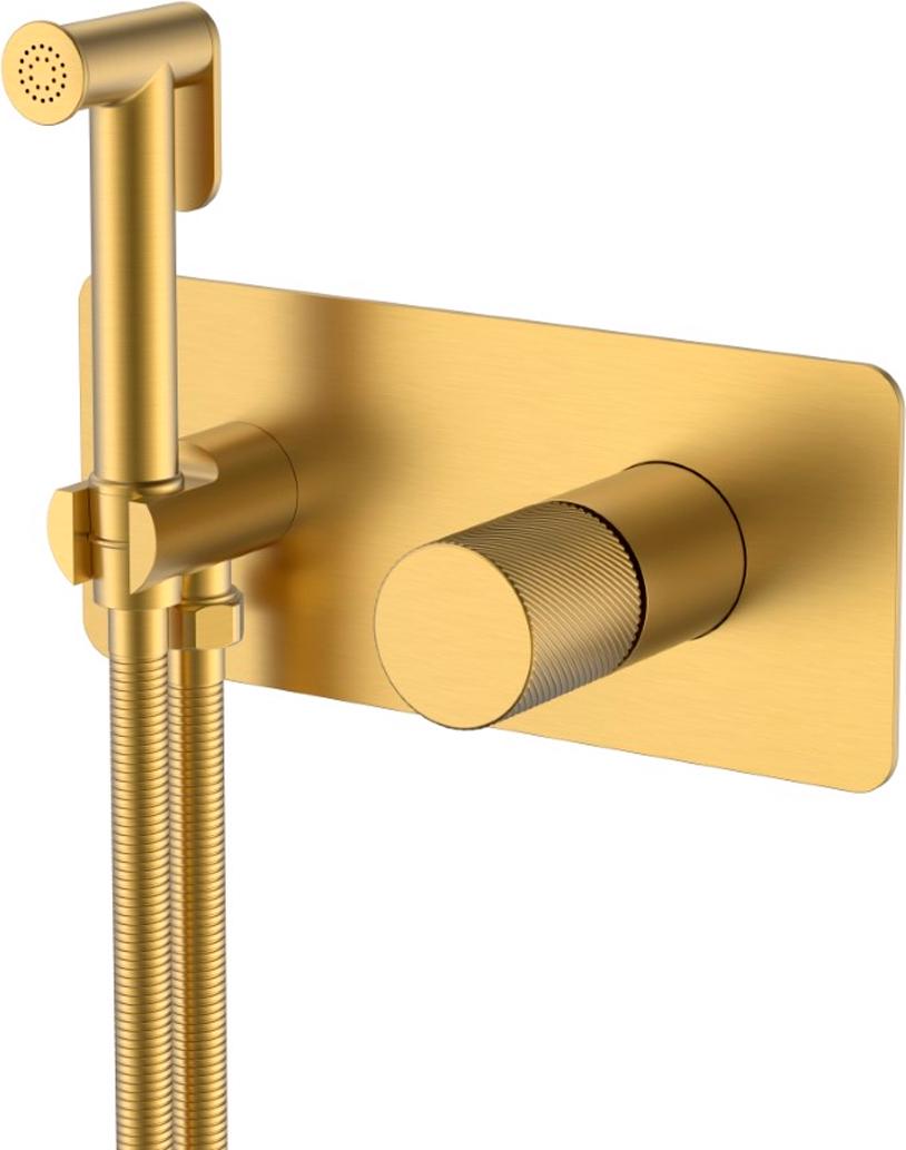 Гигиенический душ STICK MATT GOLD SPIRALE, внутренняя часть в компл, со смесителем, цв. матовое золото ZZ