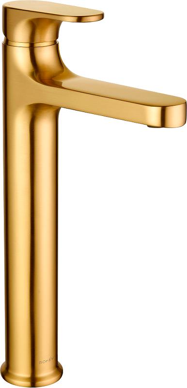 Смеситель для раковины высокий , высота 32 см, золото матовое, ZZ