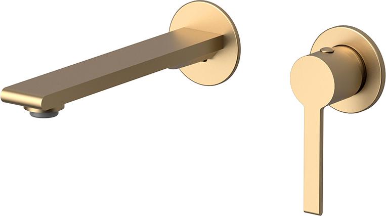 Смеситель для раковины встраиваемый, внутренняя часть в компл, цв.брашированное золото, ZZ